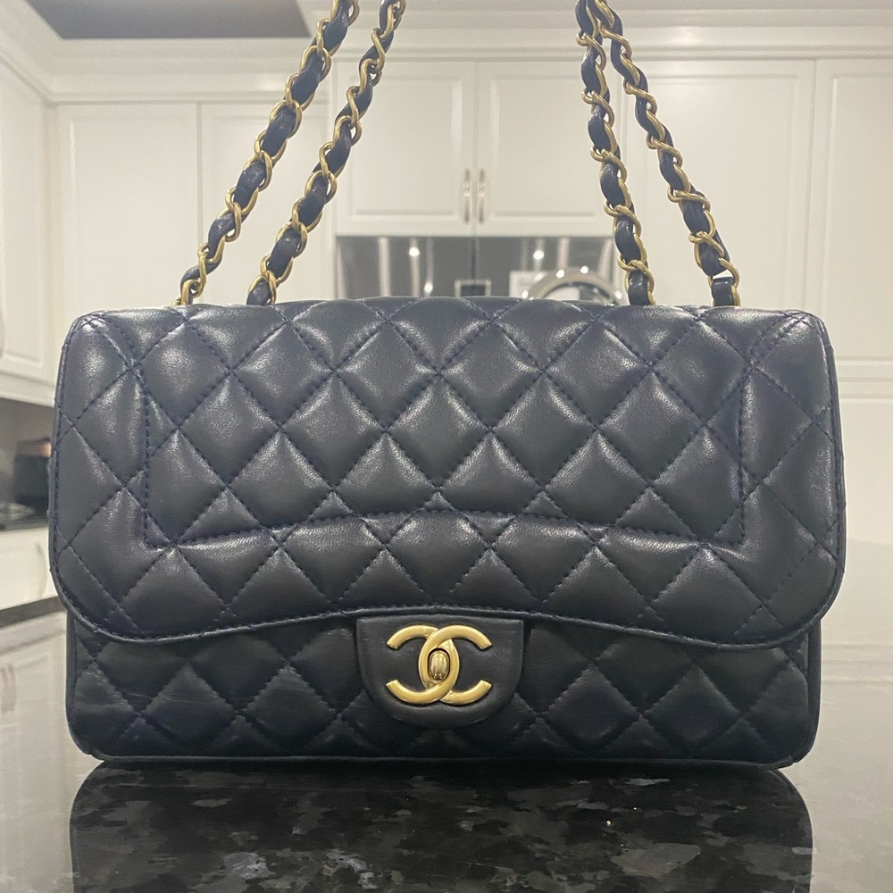 SOLD SOLD Chanel Madermoiselle 16 C quilted flap bag navy blue